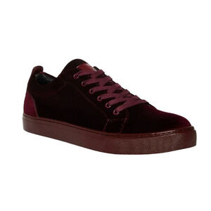 Steve Madden Yazi Velvet Low Top Sneakers Burgundy Casual Shoe Men's 9